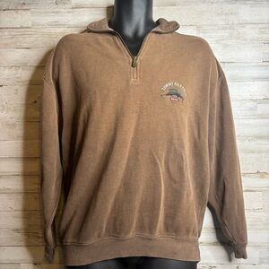 Tommy Bahama Men’s Quarter Zip Brown Sweatshirt Sz Small